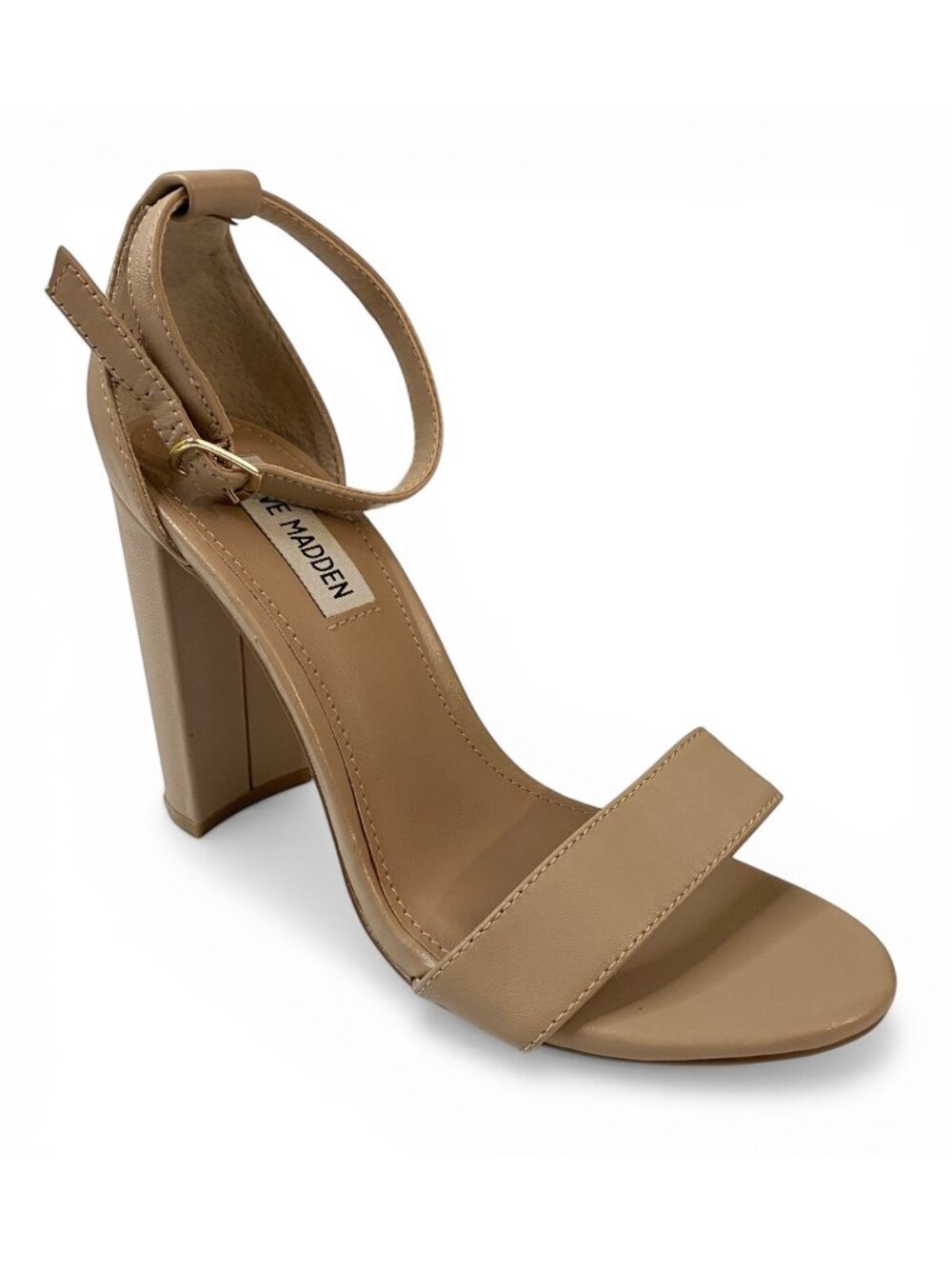 Steve Madden Carrson Heels Beige Ankle Strap Block Heel Womens 6.5M